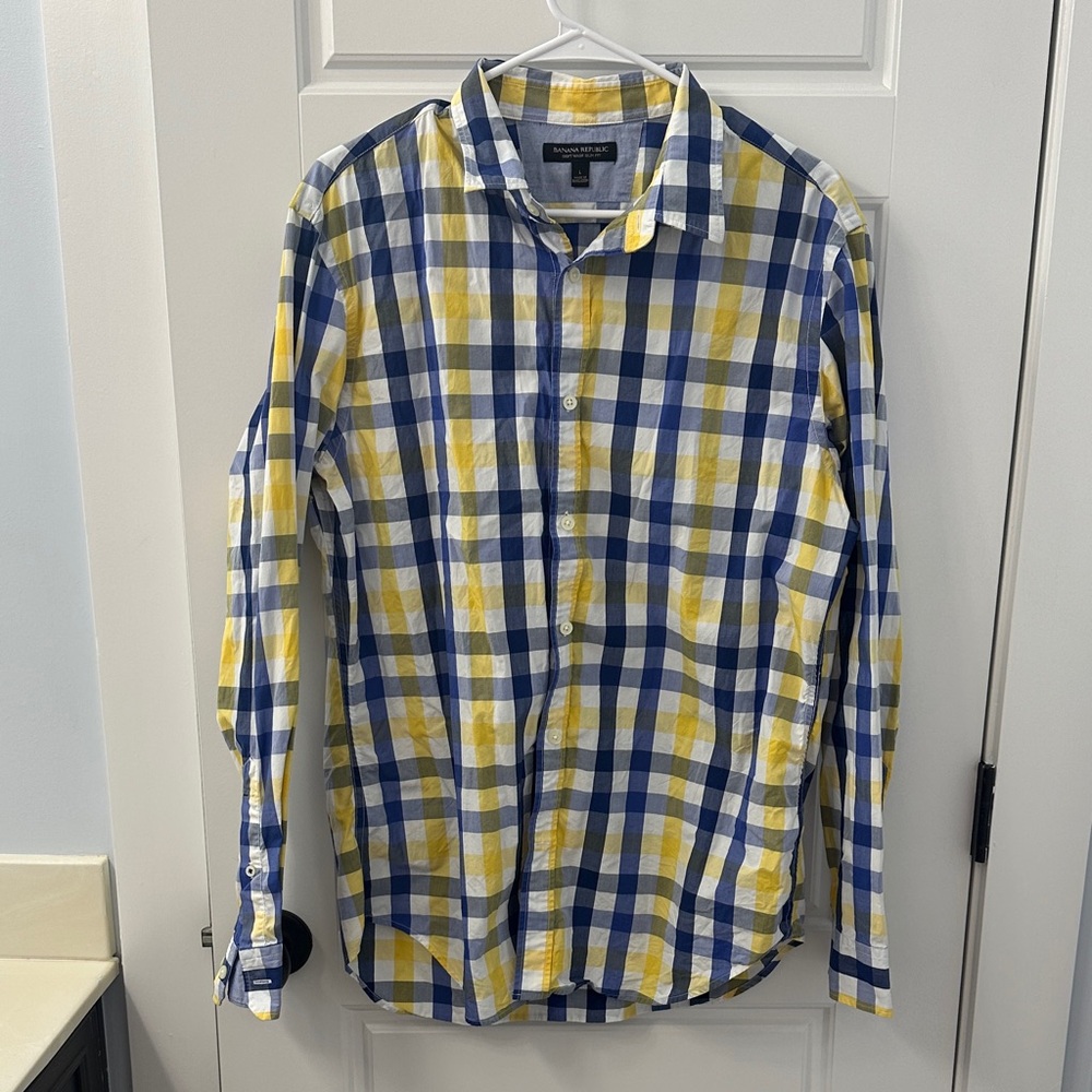 Banana Republic Blue and Yellow Plaid Shirt